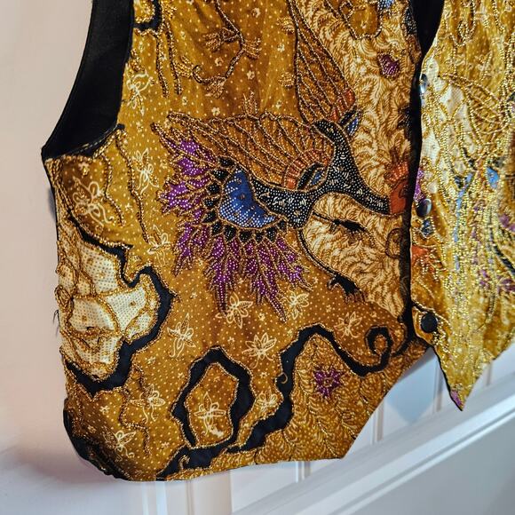 Vintage Beaded Vest Womens Medium Gold Embellished 90s Avant Garde Elegant Glam - Picture 4 of 11
